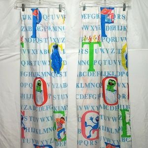 Vintage Sesame Street Pair of Kids Curtain Panels Muppets Retro 1978